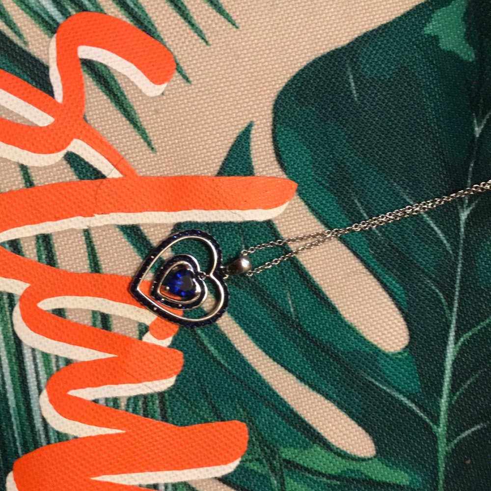 Genuine Blue Crystal Heart Necklace